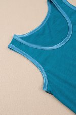 Peacock Blue Metallic Sheen Edge Scoop Neck Tank Top - Image 8
