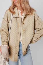 Jet Stream Solid Color Quilted Puffer Buttoned Shacket - Image 3
