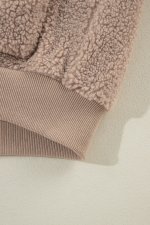 Light French Beige Zipper Pocketed Winter Fuzzy Jacket - Image 8