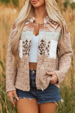Light French Beige Aztec Quilted Patchwork Western Fashion Jacket - Image 7