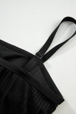 Black Striped Mesh Knotted Hem Tankini Swimsuit - Image 7