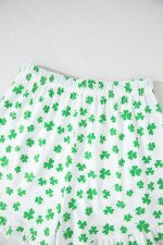 Green Clover Printed Short Sleeve and Ruffled Shorts Pajama Set - Image 5