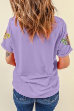 Wisteria Mardi Gras Sequined Pattern Holiday T Shirt - Image 5