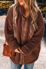 Red Clay Faux Shearling Teddy Bear Jacket - Image 3