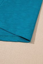 Peacock Blue Metallic Sheen Edge Scoop Neck Tank Top - Image 7