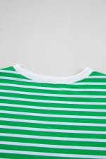 Dark Green Striped Cap Sleeve Tee and Shorts Set - Image 6