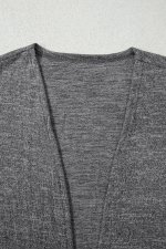 Dark Grey 3pcs V Neck T Shirt Ribbon Knot Pants Open Duster 3pcs Lounge Set - Image 6