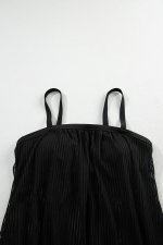 Black Striped Mesh Knotted Hem Tankini Swimsuit - Image 6