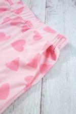Pink Valentine Heart Shape Print Long Sleeve Top Shorts Lounge Set - Image 5