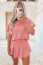 Blossom 2pcs Cropped Tee and Ruffle High Waist Skort Set - Image 3