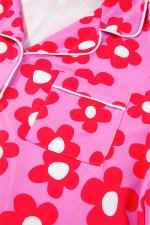 Flower Print Short Sleeve Shirt Pajamas Set - Image 6