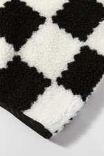 Black Checkered Sherpa Collared Jacket Vest - Image 6