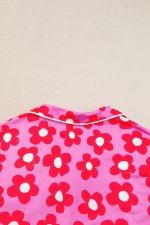 Flower Print Short Sleeve Shirt Pajamas Set - Image 8
