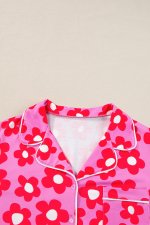 Flower Print Short Sleeve Shirt Pajamas Set - Image 5