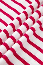 Red Stripe Scalloped Trim Round Neck T Shirt - Image 8