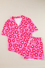 Flower Print Short Sleeve Shirt Pajamas Set - Image 3