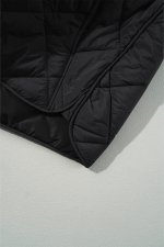 Black Quilted High Neck Button Up Pocket Vest Coat - Image 8