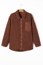 Red Clay Faux Shearling Teddy Bear Jacket - Image 6