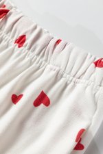 Fiery Red Tiny Hearts Printed Long Sleeve Top Drawstring Lounge Pant Set - Image 6