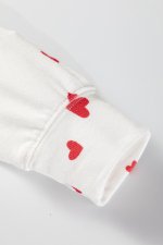 Fiery Red Tiny Hearts Printed Long Sleeve Top Drawstring Lounge Pant Set - Image 8