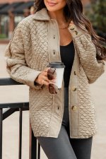 Jet Stream Solid Color Quilted Puffer Buttoned Shacket - Image 8