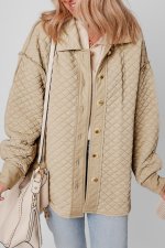 Jet Stream Solid Color Quilted Puffer Buttoned Shacket - Image 6