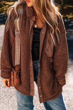 Red Clay Faux Shearling Teddy Bear Jacket - Image 5