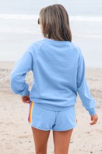 Beau Blue Accent Pullover and Shorts Two Piece Casual Set - Image 7
