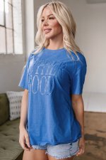 Sky Blue Vintage MOTHERHOOD Letter Graphic T Shirt - Image 6