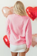 Pink LOVER Puff Print Drop Shoulder Pullover Sweatshirt - Image 2